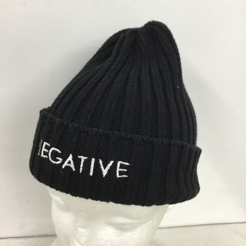 ネガティブ デニム NEGATIVE DENIM 帽子 ニット帽 コットン 日本製 ビーニー FREE ロゴ、文字 黒 / ブラック / black メンズ USED 古着 中古 10158345