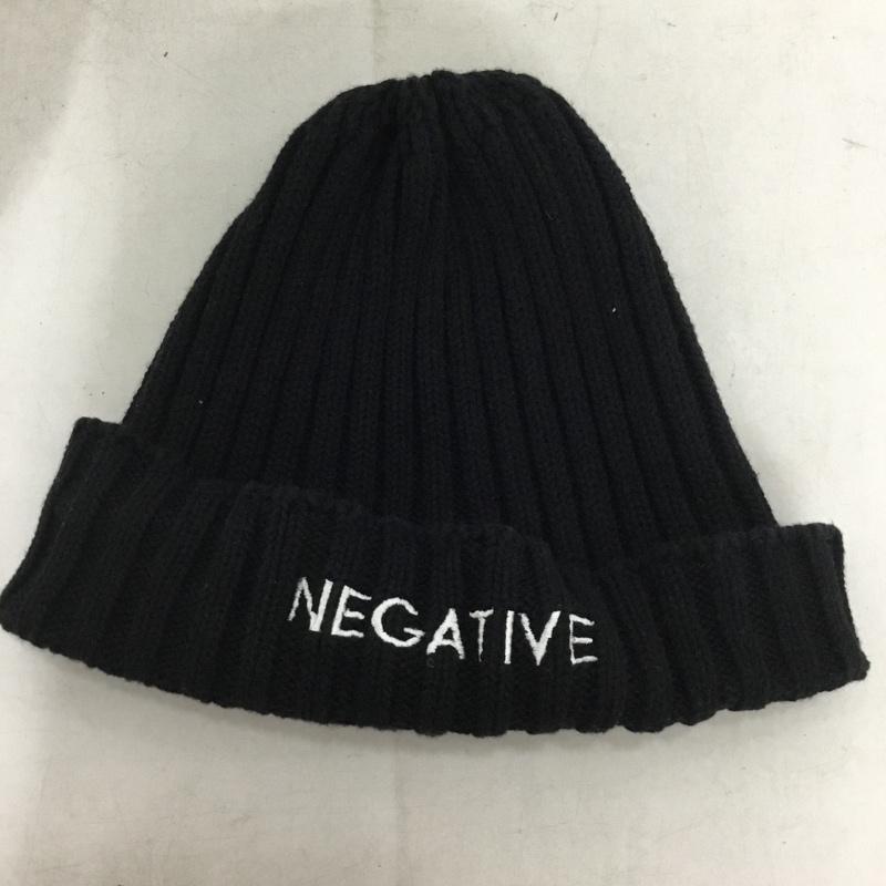 ネガティブ デニム NEGATIVE DENIM 帽子 ニット帽 コットン 日本製 ビーニー FREE ロゴ、文字 黒 / ブラック / black メンズ USED 古着 中古 10158345