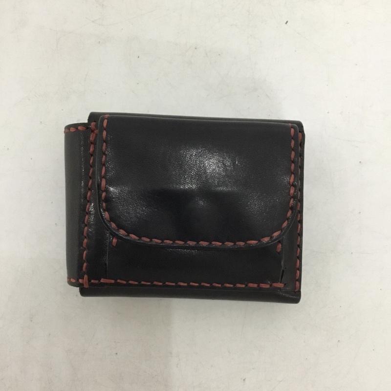 オハナ OHANA 財布 コンパクト財布 三つ折り財布 無地 黒 / ブラック / black X 赤 / レッド / red メンズ USED 古着 中古 10158363