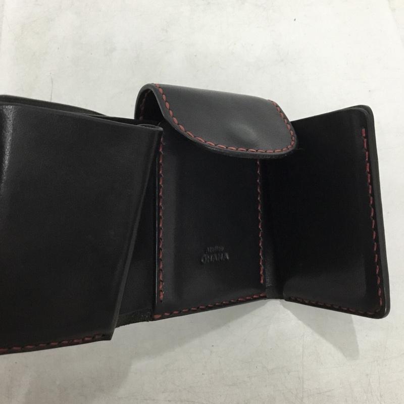 オハナ OHANA 財布 コンパクト財布 三つ折り財布 無地 黒 / ブラック / black X 赤 / レッド / red メンズ USED 古着 中古 10158363