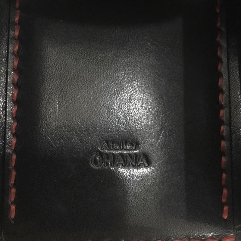 オハナ OHANA 財布 コンパクト財布 三つ折り財布 無地 黒 / ブラック / black X 赤 / レッド / red メンズ USED 古着 中古 10158363