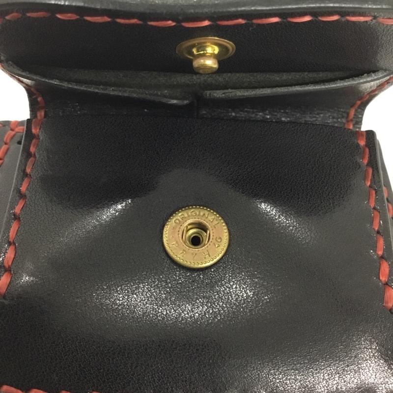 オハナ OHANA 財布 コンパクト財布 三つ折り財布 無地 黒 / ブラック / black X 赤 / レッド / red メンズ USED 古着 中古 10158363