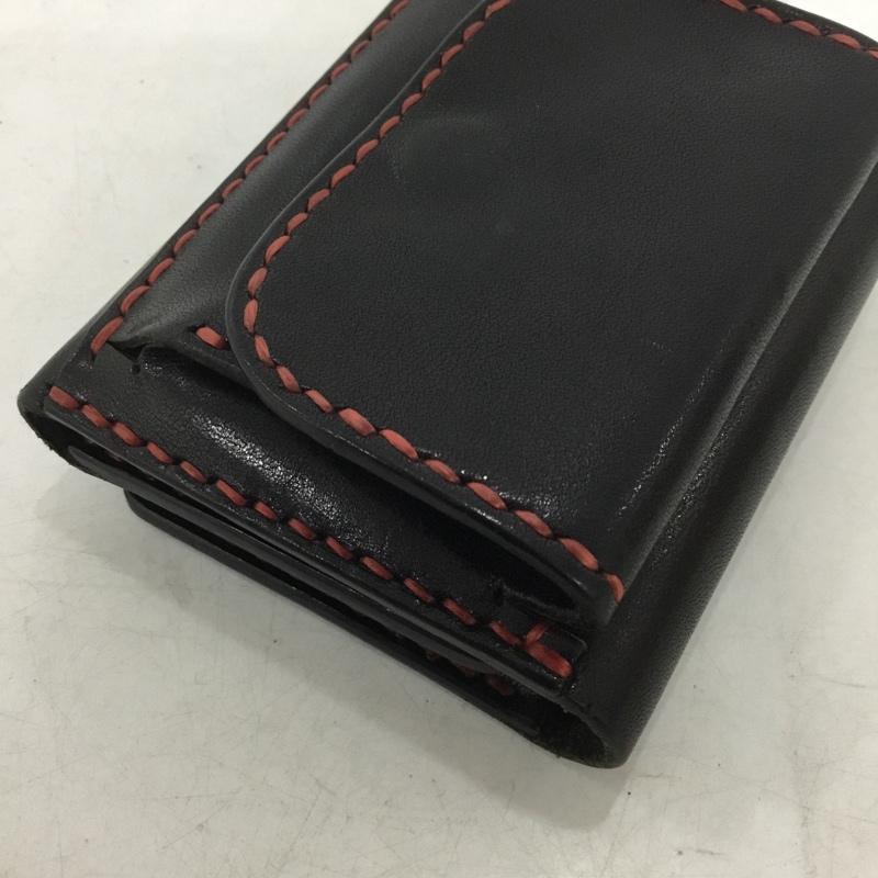 オハナ OHANA 財布 コンパクト財布 三つ折り財布 無地 黒 / ブラック / black X 赤 / レッド / red メンズ USED 古着 中古 10158363
