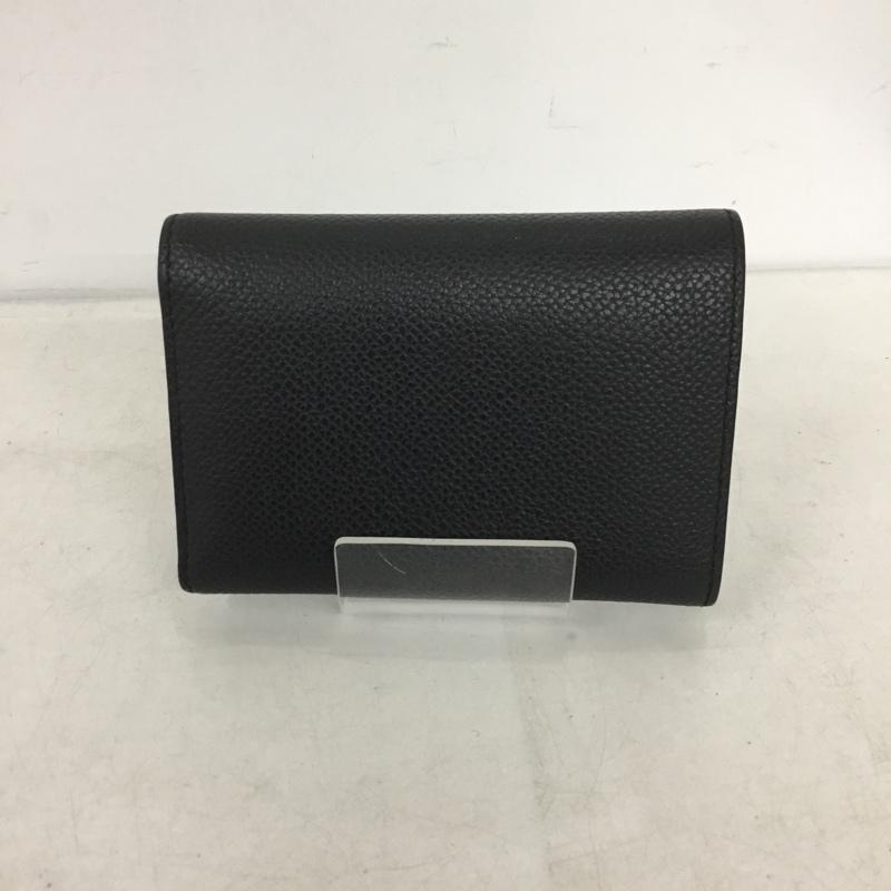 ロエベ LOEWE 財布 コンパクト財布 062506 三つ折り財布 アナグラム ワンポイント 黒 / ブラック / black X 銀 / シルバー / silver color メンズ USED 古着 中古 10158364