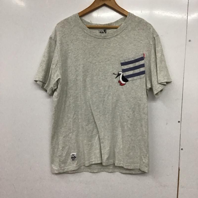 チャムス CHUMS Tシャツ 半袖 半袖カットソー プリントTシャツ クルーネックカットソー L ロゴ、文字 灰 / グレー / gray メンズ USED 古着 中古 10158399