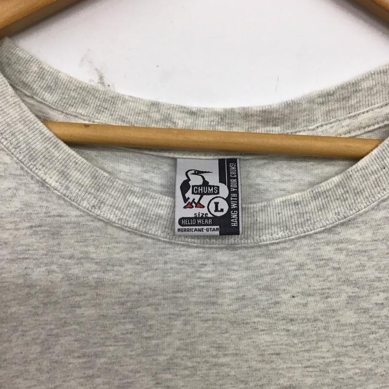チャムス CHUMS Tシャツ 半袖 半袖カットソー プリントTシャツ クルーネックカットソー L ロゴ、文字 灰 / グレー / gray メンズ USED 古着 中古 10158399