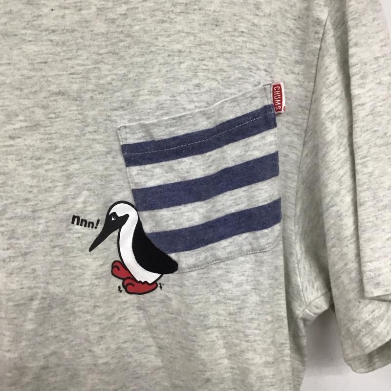 チャムス CHUMS Tシャツ 半袖 半袖カットソー プリントTシャツ クルーネックカットソー L ロゴ、文字 灰 / グレー / gray メンズ USED 古着 中古 10158399