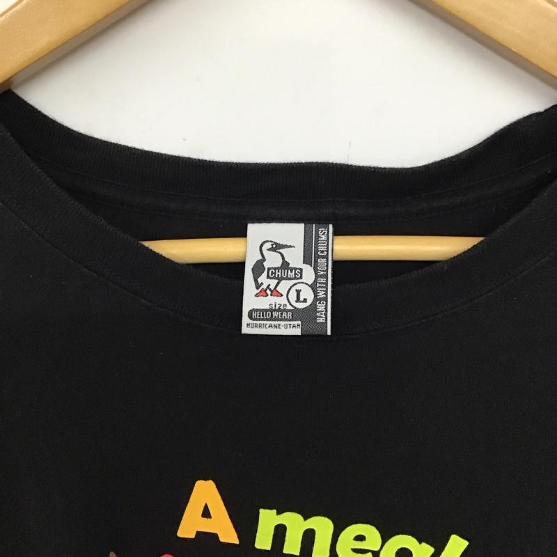 チャムス CHUMS Tシャツ 半袖 半袖カットソー プリントTシャツ クルーネックカットソー L ロゴ、文字 黒 / ブラック / black メンズ USED 古着 中古 10158401