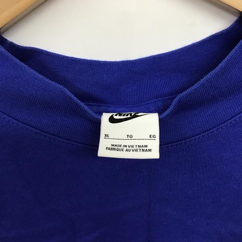 ナイキ NIKE カットソー 長袖 長袖カットソー プリントカットソー クルーネック XL ロゴ、文字 青 / ブルー / blue メンズ USED 古着 中古 10158406