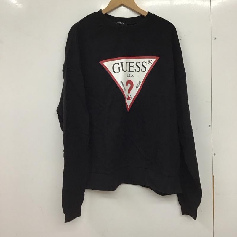 ゲス Guess トレーナー 長袖 長袖トレーナー スウェット クルーネック プルオーバー M ロゴ、文字 黒 / ブラック / black メンズ USED 古着 中古 10158410