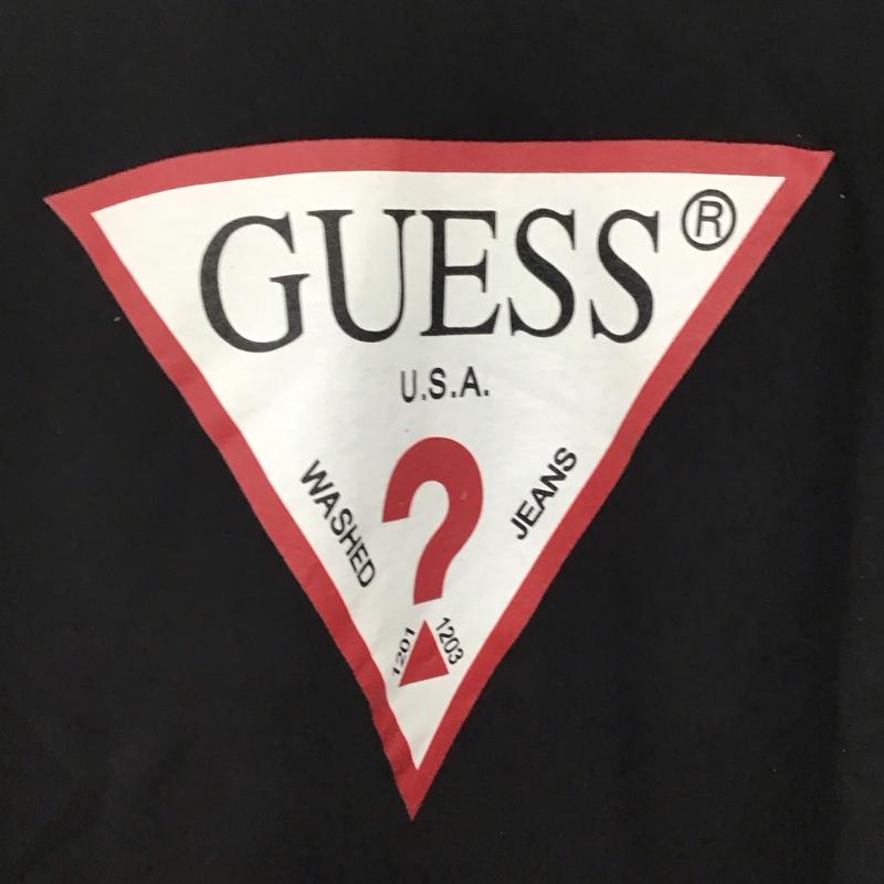 ゲス Guess トレーナー 長袖 長袖トレーナー スウェット クルーネック プルオーバー M ロゴ、文字 黒 / ブラック / black メンズ USED 古着 中古 10158410