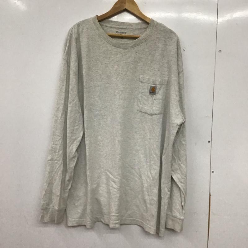 カーハート Carhartt カットソー 長袖 長袖カットソー 無地カットソー クルーネック XL ロゴ、文字 灰 / グレー / gray メンズ USED 古着 中古 10158420