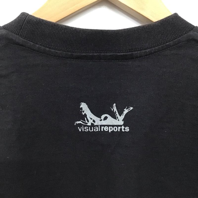 ウ゛ィジュアルリポーツ VISUALREPORTS Tシャツ 半袖 半袖カットソー プリントTシャツ クルーネックカットソー L プリント 黒 / ブラック / black メンズ USED 古着 中古 10158426