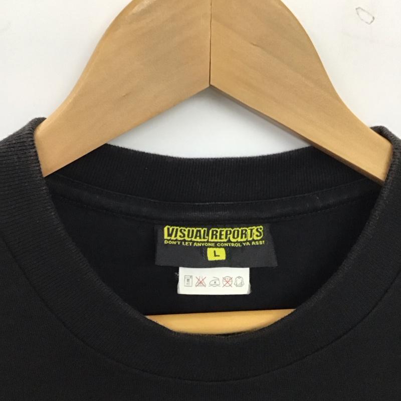ウ゛ィジュアルリポーツ VISUALREPORTS Tシャツ 半袖 半袖カットソー プリントTシャツ クルーネックカットソー L プリント 黒 / ブラック / black メンズ USED 古着 中古 10158426