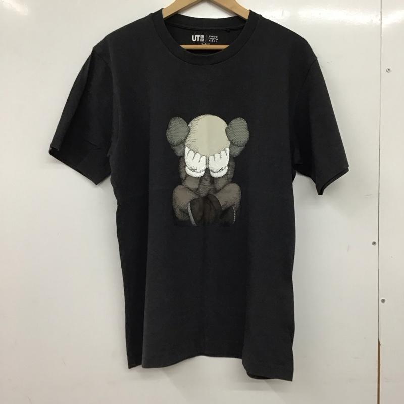 ユニクロ UNIQLO Tシャツ 半袖 半袖カットソー プリントTシャツ クルーネックカットソー L ロゴ、文字 ダークグレー / ダークグレー / メンズ USED 古着 中古 10158427