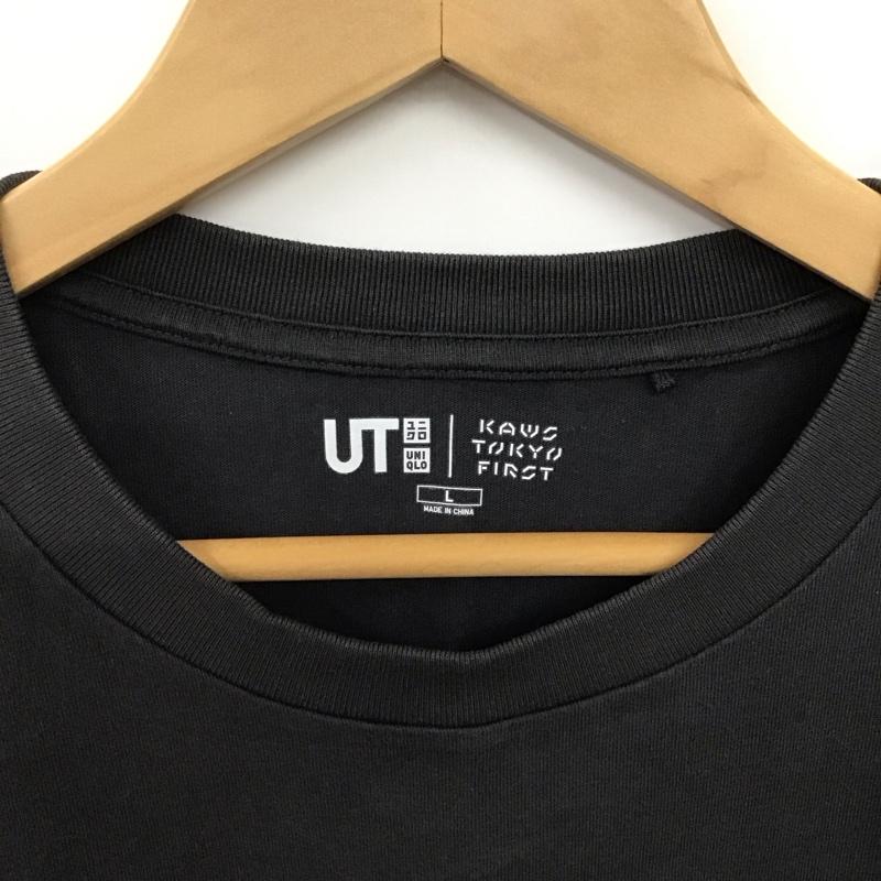 ユニクロ UNIQLO Tシャツ 半袖 半袖カットソー プリントTシャツ クルーネックカットソー L ロゴ、文字 ダークグレー / ダークグレー / メンズ USED 古着 中古 10158427