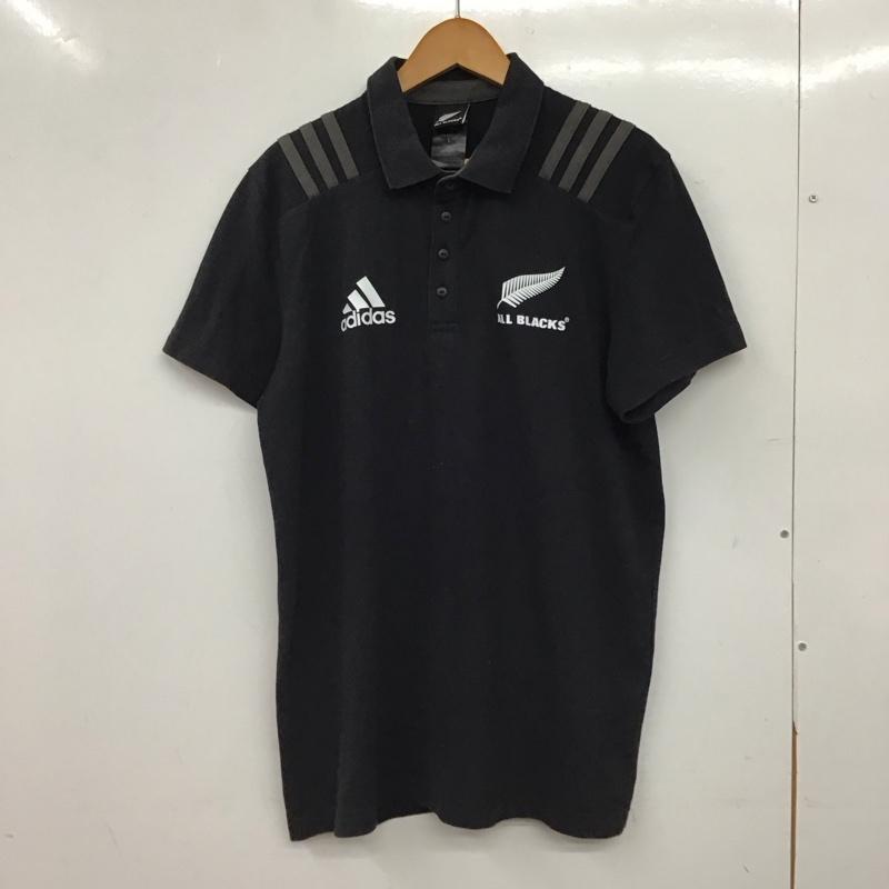 アディダス adidas ポロシャツ 半袖 半袖ポロシャツ カラーシャツ 半袖カットソー L ロゴ、文字 ダークグレー / ダークグレー / メンズ USED 古着 中古 10158429