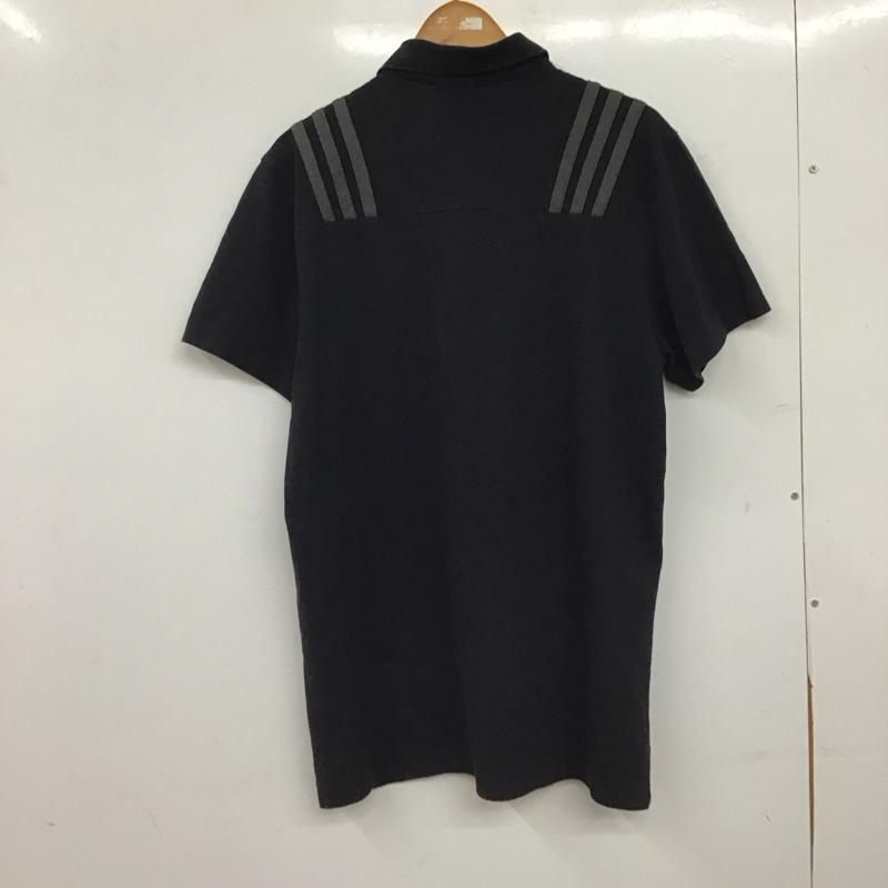 アディダス adidas ポロシャツ 半袖 半袖ポロシャツ カラーシャツ 半袖カットソー L ロゴ、文字 ダークグレー / ダークグレー / メンズ USED 古着 中古 10158429
