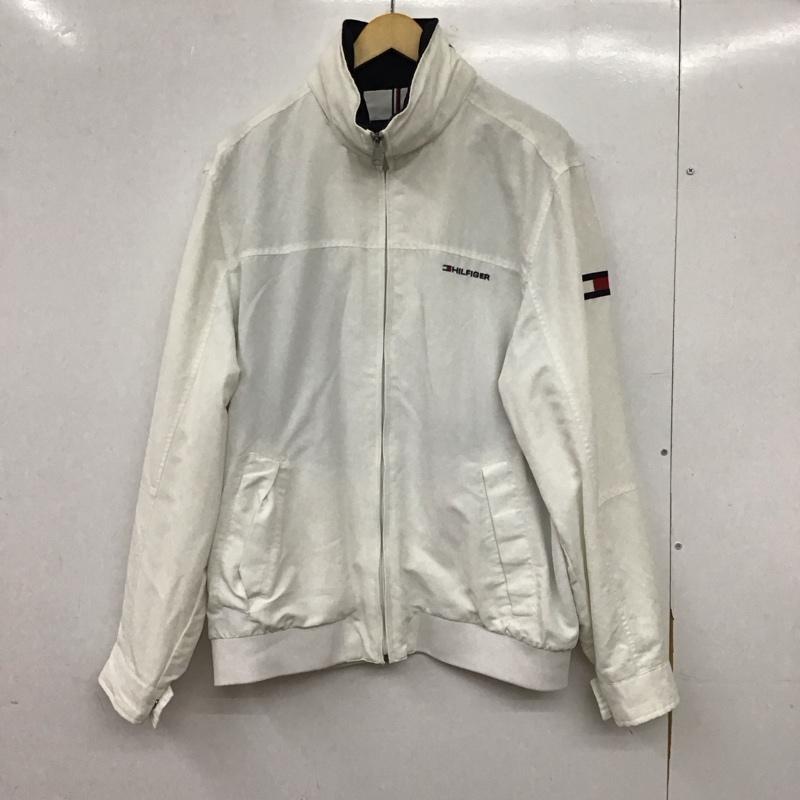 トミーヒルフィガー TOMMY HILFIGER ジャケット、上着 ジャンパー、ブルゾン ジップアップジャケット アウター XL ロゴ、文字 アイボリー / アイボリー / メンズ USED 古着 中古 10158434