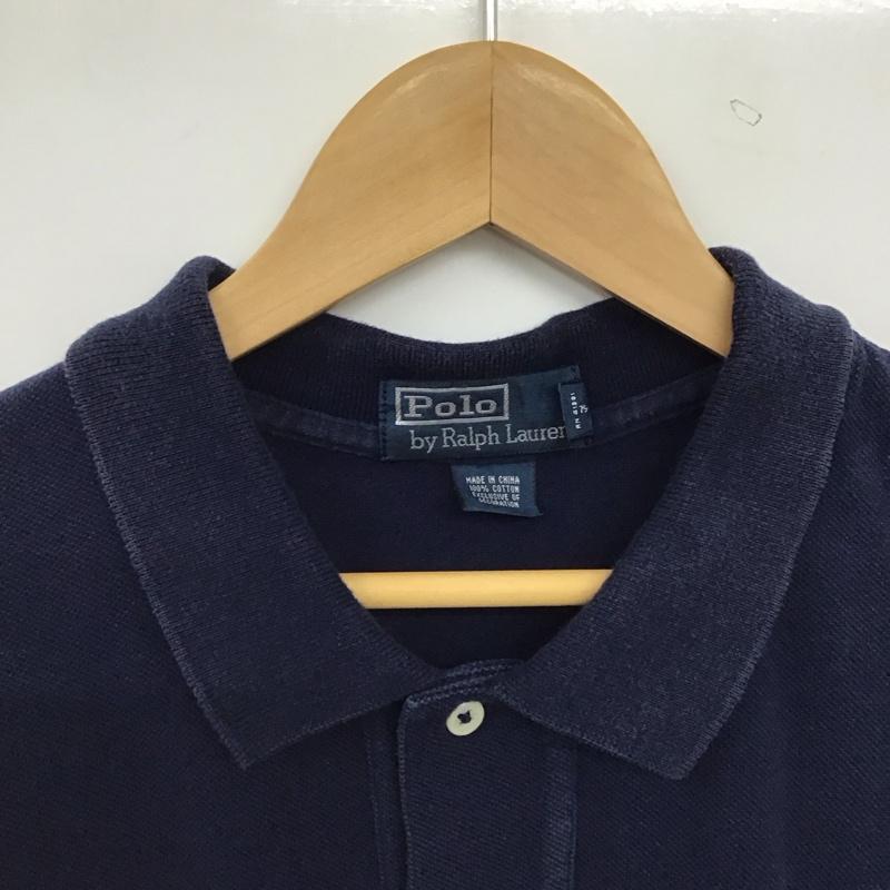 ポロバイラルフローレン Polo by RALPH LAUREN ポロシャツ 半袖 半袖ポロシャツ カラーシャツ 半袖カットソー XL ロゴ、文字 紺 / ネイビー / navy メンズ USED 古着 中古 10158437