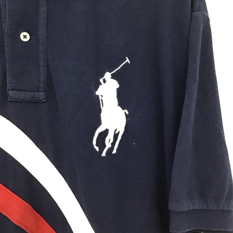 ポロバイラルフローレン Polo by RALPH LAUREN ポロシャツ 半袖 半袖ポロシャツ カラーシャツ 半袖カットソー XL ロゴ、文字 紺 / ネイビー / navy メンズ USED 古着 中古 10158437