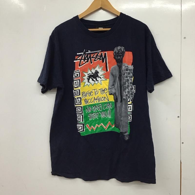 ステューシー STUSSY Tシャツ 半袖 半袖カットソー プリントTシャツ クルーネックカットソー M プリント 紺 / ネイビー / navy メンズ USED 古着 中古 10158448