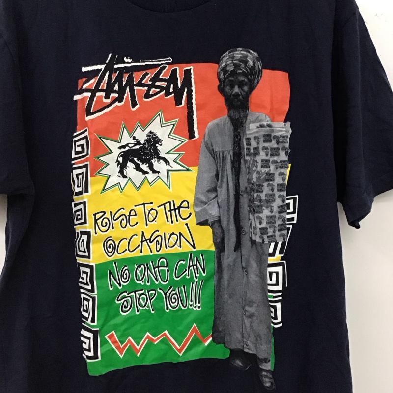 ステューシー STUSSY Tシャツ 半袖 半袖カットソー プリントTシャツ クルーネックカットソー M プリント 紺 / ネイビー / navy メンズ USED 古着 中古 10158448