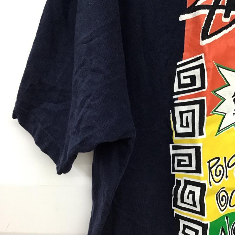 ステューシー STUSSY Tシャツ 半袖 半袖カットソー プリントTシャツ クルーネックカットソー M プリント 紺 / ネイビー / navy メンズ USED 古着 中古 10158448