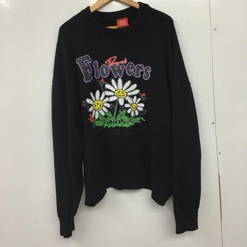 パラグラフ Paragraph ニット、セーター 長袖 長袖ニットカットソー クルーネック セーター M プリント 黒 / ブラック / black メンズ USED 古着 中古 10158472