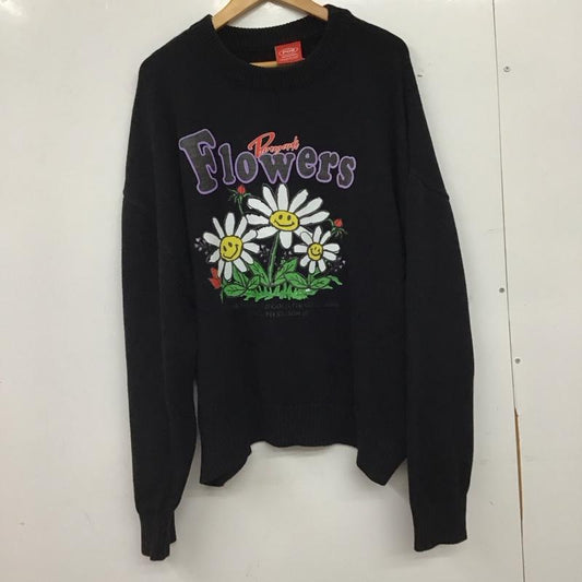 パラグラフ Paragraph ニット、セーター 長袖 長袖ニットカットソー クルーネック セーター M プリント 黒 / ブラック / black メンズ USED 古着 中古 10158472