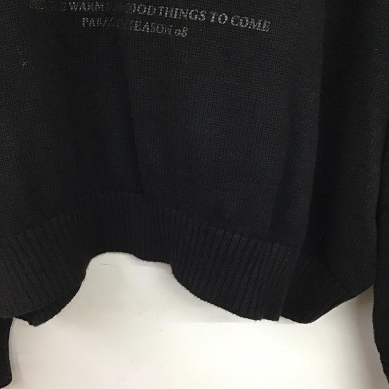パラグラフ Paragraph ニット、セーター 長袖 長袖ニットカットソー クルーネック セーター M プリント 黒 / ブラック / black メンズ USED 古着 中古 10158472