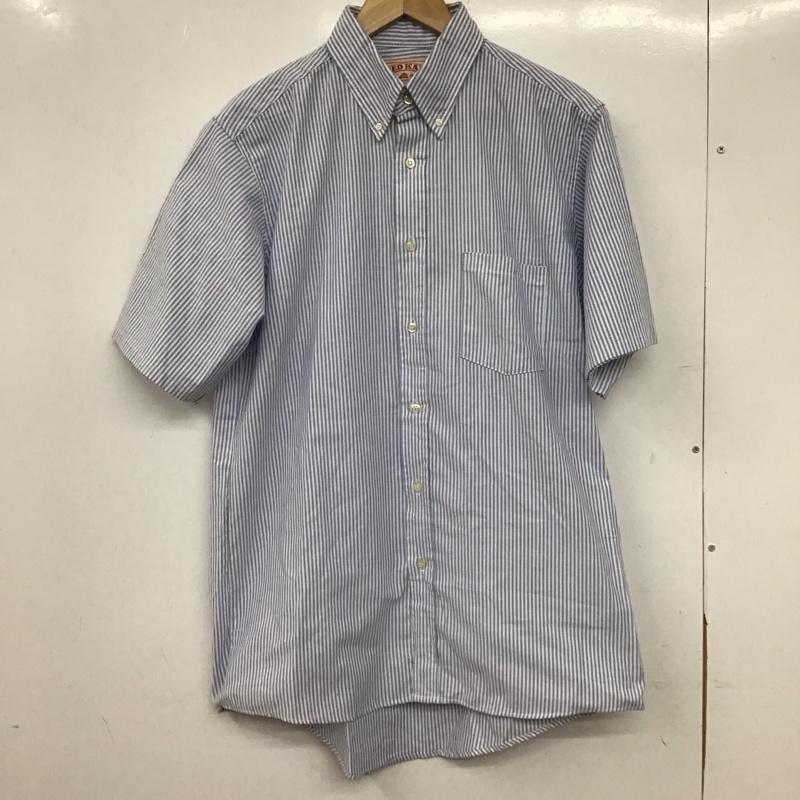 レッドキャップ RED KAP シャツ、ブラウス 半袖 半袖シャツ ストライプシャツ ボタンダウンシャツ ストライプ 白 / ホワイト / white X 水色 / ライトブルー / メンズ USED 古着 中古 10158474