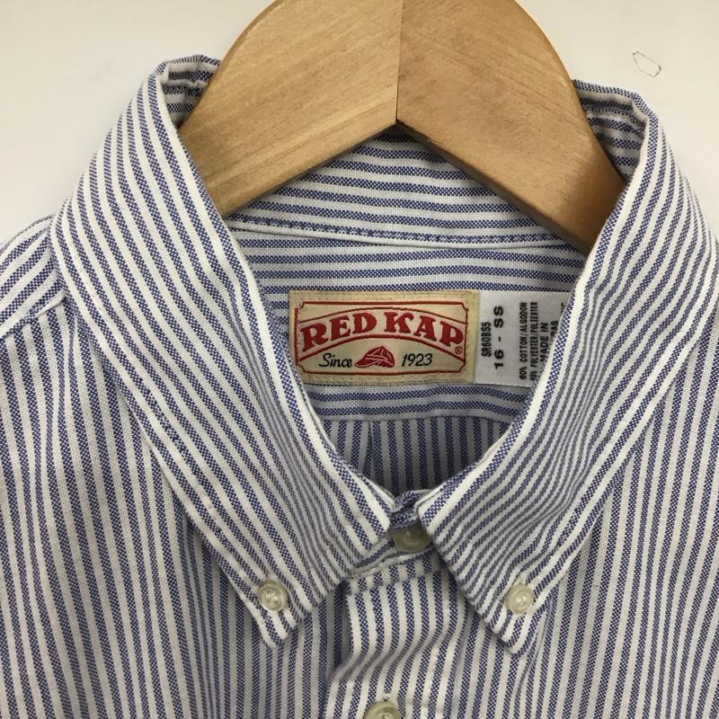 レッドキャップ RED KAP シャツ、ブラウス 半袖 半袖シャツ ストライプシャツ ボタンダウンシャツ ストライプ 白 / ホワイト / white X 水色 / ライトブルー / メンズ USED 古着 中古 10158474