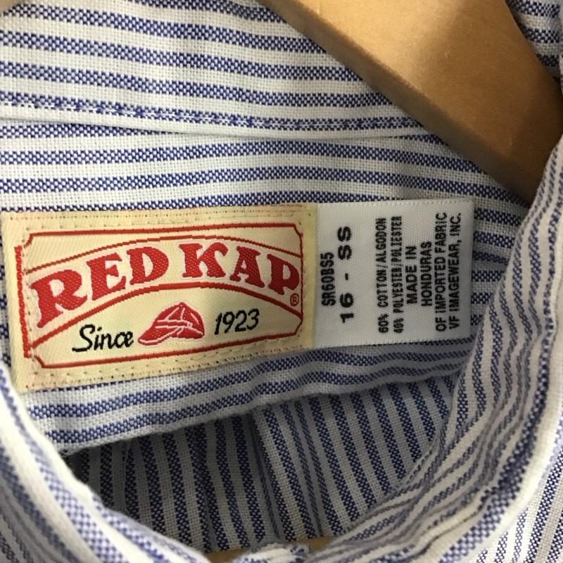 レッドキャップ RED KAP シャツ、ブラウス 半袖 半袖シャツ ストライプシャツ ボタンダウンシャツ ストライプ 白 / ホワイト / white X 水色 / ライトブルー / メンズ USED 古着 中古 10158474