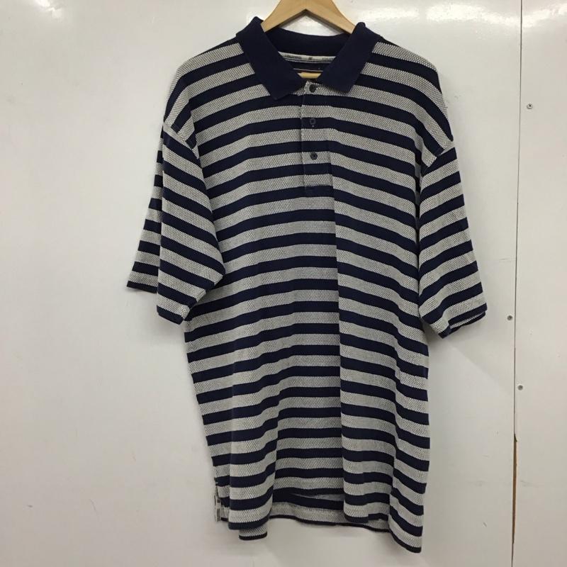 スターター STARTER ポロシャツ 半袖 半袖ポロシャツ カラーシャツ 半袖カットソー L ボーダー柄 紺 / ネイビー / navy メンズ USED 古着 中古 10158481