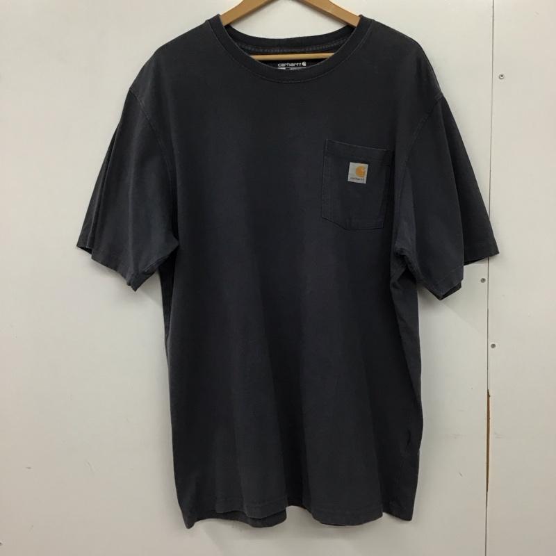 カーハート Carhartt Tシャツ 半袖 半袖カットソー プリントTシャツ クルーネックカットソー XL ロゴ、文字 紺 / ネイビー / navy メンズ USED 古着 中古 10158491