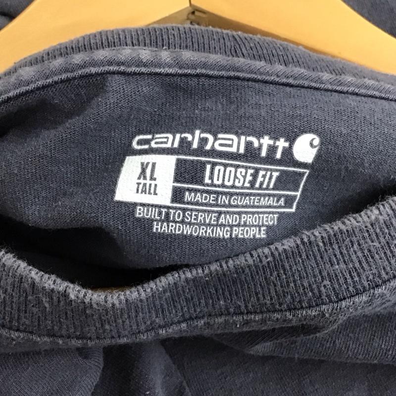 カーハート Carhartt Tシャツ 半袖 半袖カットソー プリントTシャツ クルーネックカットソー XL ロゴ、文字 紺 / ネイビー / navy メンズ USED 古着 中古 10158491