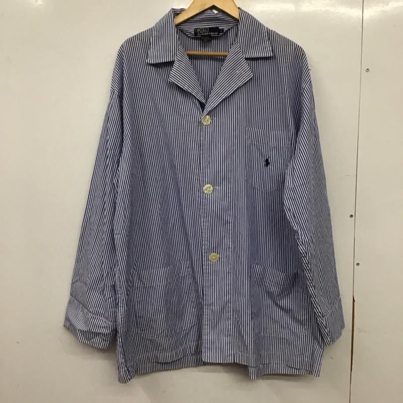ポロバイラルフローレン Polo by RALPH LAUREN シャツ、ブラウス 長袖 長袖シャツ ストライプシャツ カラーシャツ L ストライプ 白 / ホワイト / white X 青 / ブルー / blue メンズ USED 古着 中古 10158504