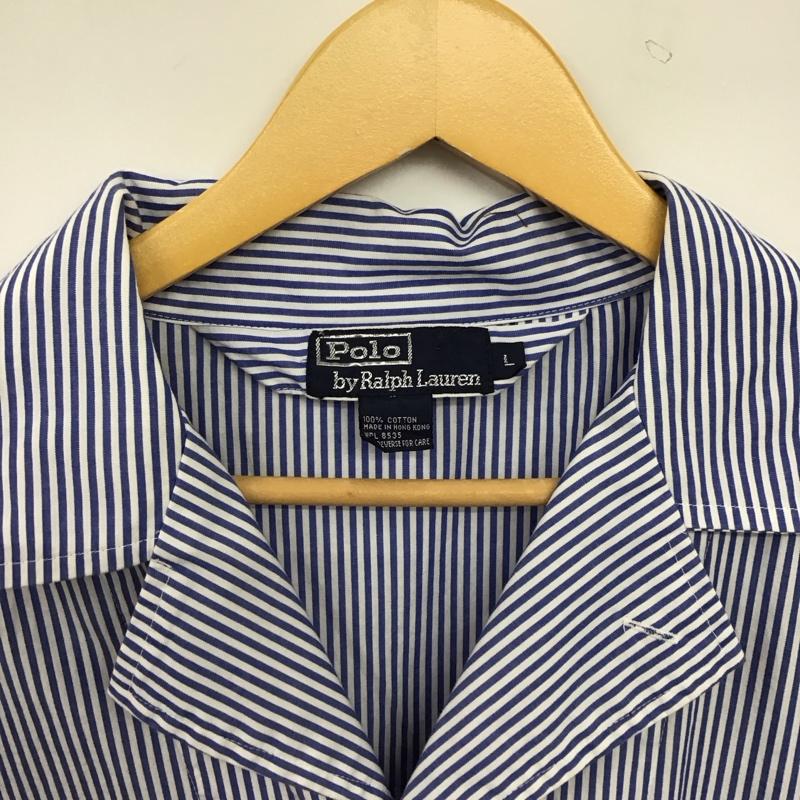ポロバイラルフローレン Polo by RALPH LAUREN シャツ、ブラウス 長袖 長袖シャツ ストライプシャツ カラーシャツ L ストライプ 白 / ホワイト / white X 青 / ブルー / blue メンズ USED 古着 中古 10158504