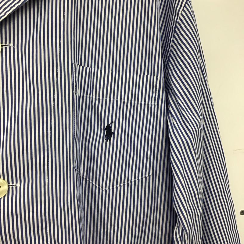 ポロバイラルフローレン Polo by RALPH LAUREN シャツ、ブラウス 長袖 長袖シャツ ストライプシャツ カラーシャツ L ストライプ 白 / ホワイト / white X 青 / ブルー / blue メンズ USED 古着 中古 10158504
