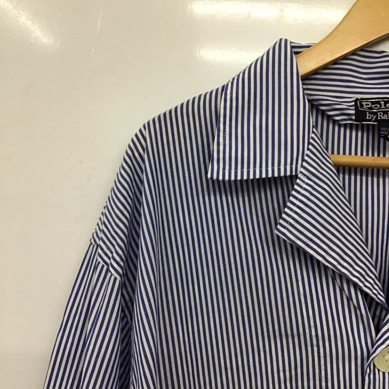 ポロバイラルフローレン Polo by RALPH LAUREN シャツ、ブラウス 長袖 長袖シャツ ストライプシャツ カラーシャツ L ストライプ 白 / ホワイト / white X 青 / ブルー / blue メンズ USED 古着 中古 10158504