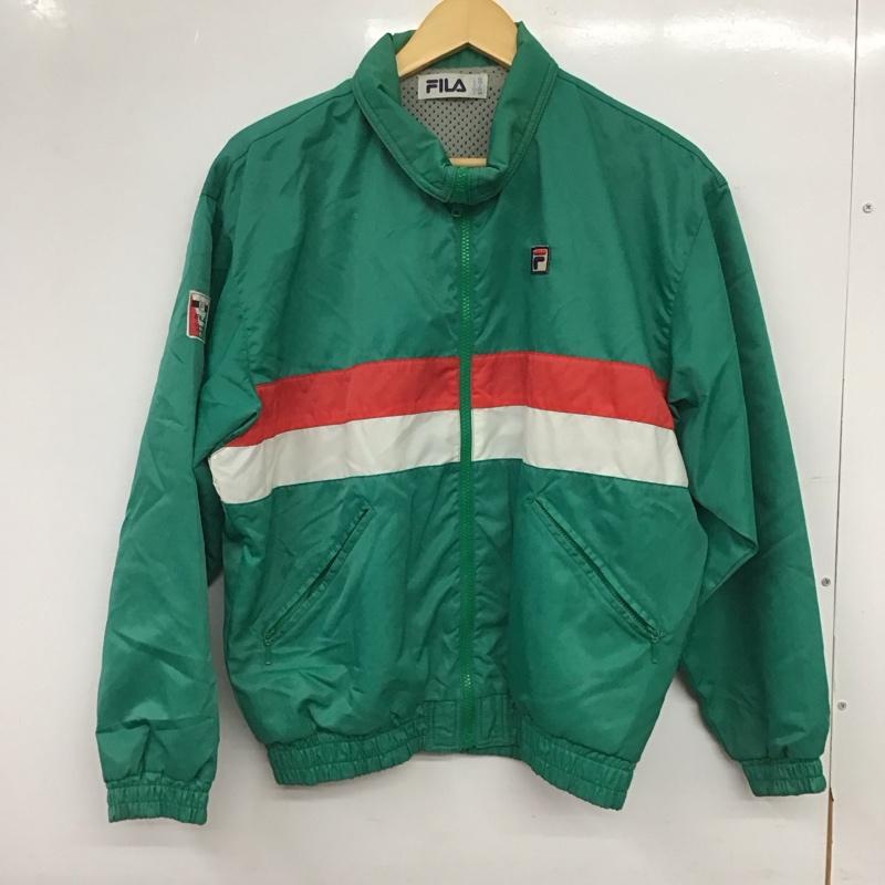 フィラ FILA ジャケット、上着 ジャンパー、ブルゾン M ロゴ、文字 白 / ホワイト / white X 赤 / レッド / red X 緑 / グリーン / green メンズ USED 古着 中古 10158509