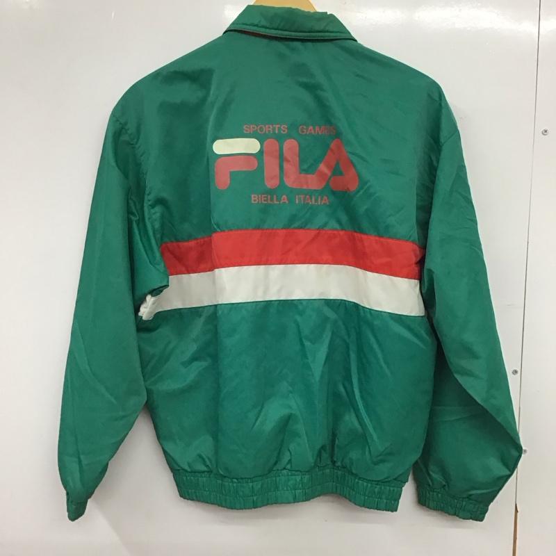 フィラ FILA ジャケット、上着 ジャンパー、ブルゾン M ロゴ、文字 白 / ホワイト / white X 赤 / レッド / red X 緑 / グリーン / green メンズ USED 古着 中古 10158509