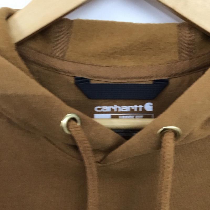 カーハート Carhartt パーカー 長袖 長袖パーカー プルオーバーパーカー スウェット S ロゴ、文字 キャメル / キャメル / メンズ USED 古着 中古 10158524