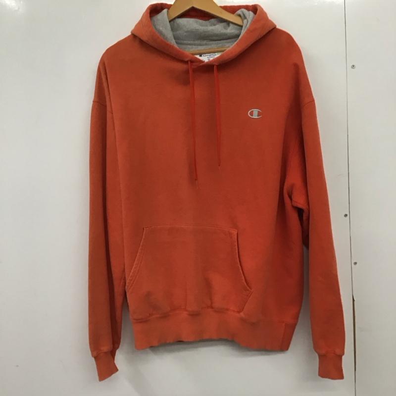 チャンピオン Champion パーカー 長袖 長袖パーカー プルオーバーパーカー スウェット ロゴ、文字 橙 / オレンジ / orange メンズ USED 古着 中古 10158527