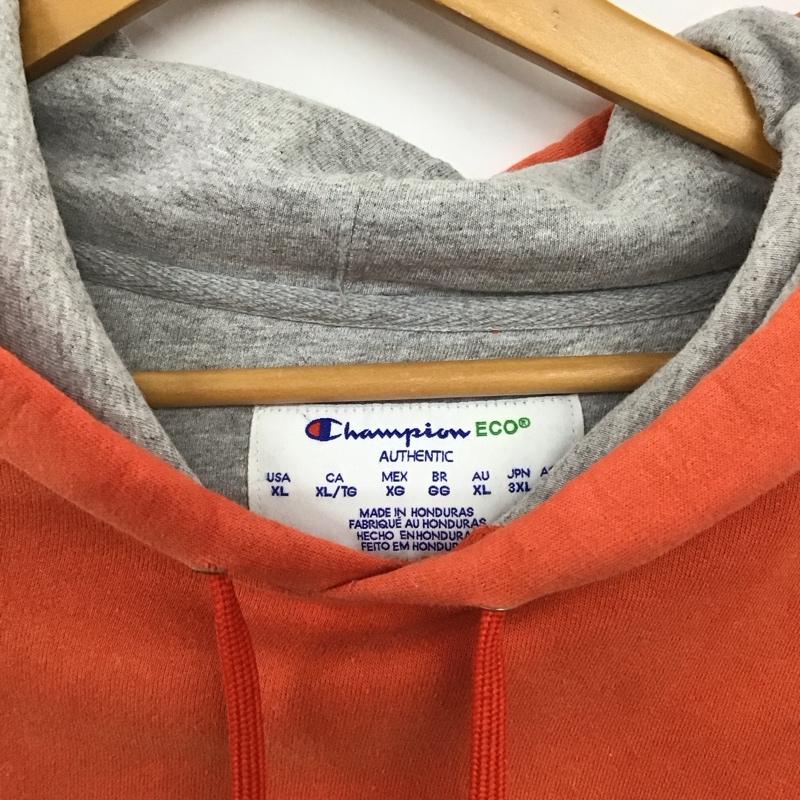 チャンピオン Champion パーカー 長袖 長袖パーカー プルオーバーパーカー スウェット ロゴ、文字 橙 / オレンジ / orange メンズ USED 古着 中古 10158527