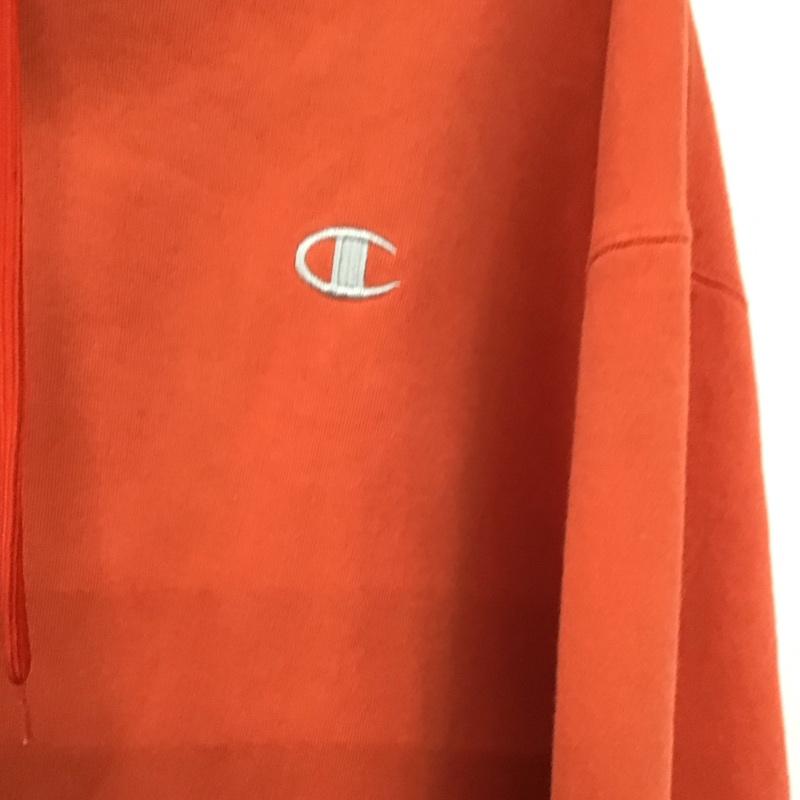 チャンピオン Champion パーカー 長袖 長袖パーカー プルオーバーパーカー スウェット ロゴ、文字 橙 / オレンジ / orange メンズ USED 古着 中古 10158527