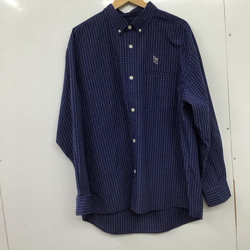 ジーユー GU シャツ、ブラウス 長袖 長袖シャツ チェックシャツ カラーシャツ ボタンダウンシャツ L チェック 青 / ブルー / blue メンズ USED 古着 中古 10158535