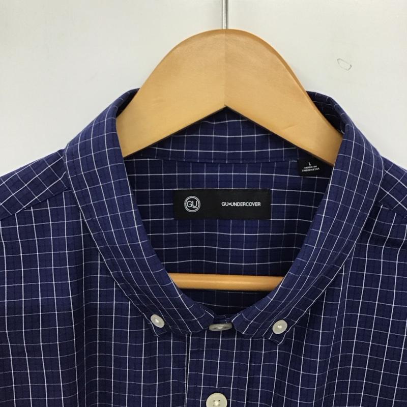 ジーユー GU シャツ、ブラウス 長袖 長袖シャツ チェックシャツ カラーシャツ ボタンダウンシャツ L チェック 青 / ブルー / blue メンズ USED 古着 中古 10158535