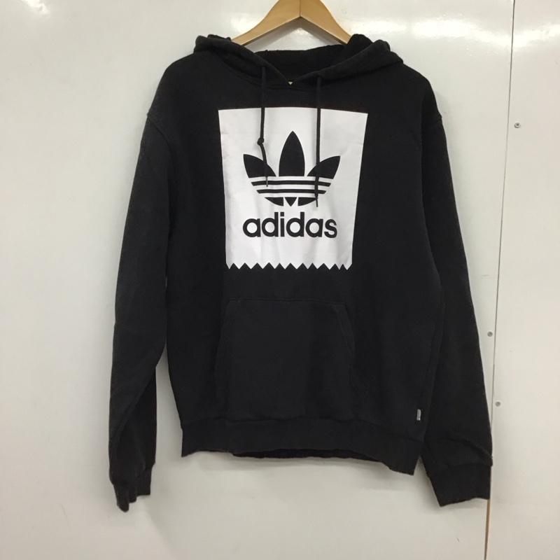 アディダス adidas パーカー 長袖 長袖パーカー プルオーバーパーカー スウェット M ロゴ、文字 黒 / ブラック / black メンズ USED 古着 中古 10158550